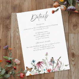 Tarjeta De Recepción Watercolor Wildflower Butterfly Modern Wedding
