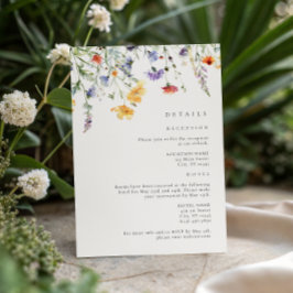 Tarjeta De Recepción Watercolor Wildflower Wedding Details