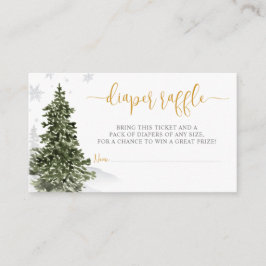 Tarjeta De Recepción Watercolor Winter Forest Gold Diaper Ticket