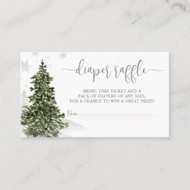 Tarjeta De Recepción Watercolor Winter Forest Gray Diaper Raffle Ticket