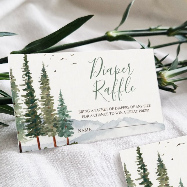 Tarjeta De Recepción Watercolor Woodland Baby Shower Diaper Raffle (Subido por el creador)
