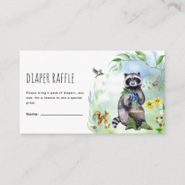 Tarjeta De Recepción Watercolor Woodland Forest Animals Diaper Raffle
