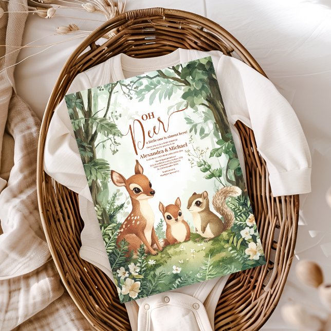 Tarjeta De Recepción Watercolor Woodland Oh Deer (Subido por el creador)