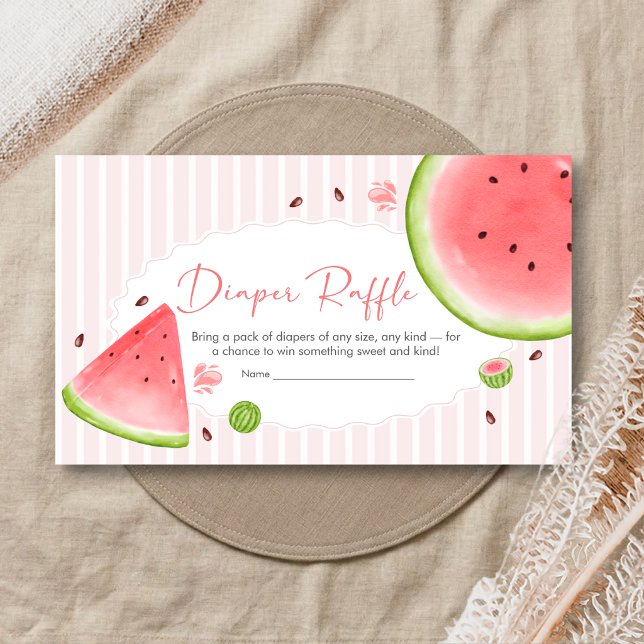 Tarjeta De Recepción Watermelon Baby Shower Diaper Raffle (Sweet Little Girl Watermelon Baby Shower Diaper Raffle)
