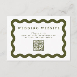 Tarjeta De Recepción Wavy Green y White Boda Web Código QR