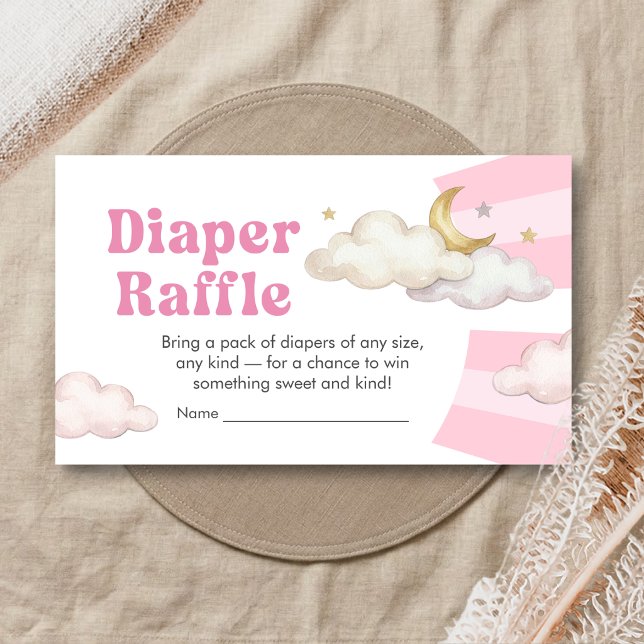 Tarjeta De Recepción We are Over the Moon Baby Shower Diaper Raffle (Over the Moon Baby Shower Diaper Raffle)