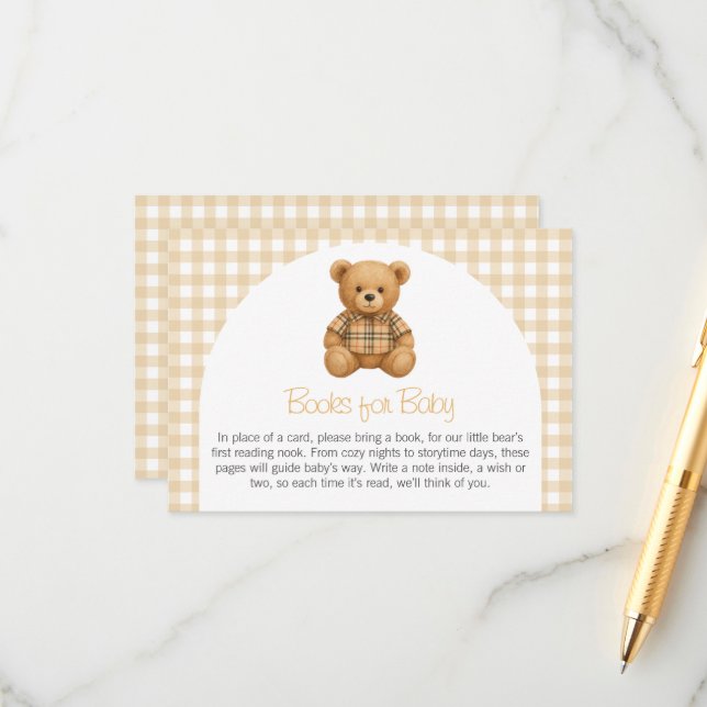 Tarjeta De Recepción We Can Bearly Wait Baby Shower Books for Baby (Anverso/Reverso In Situ)