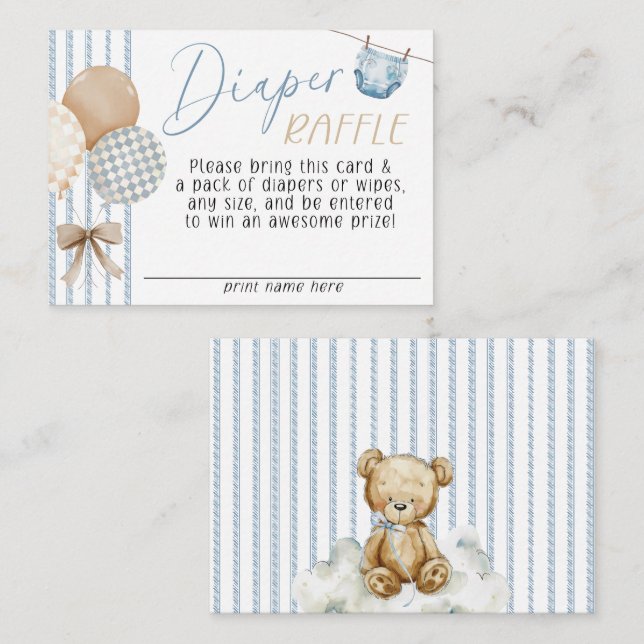Tarjeta De Recepción We Can Bearly Wait Bear Baby Shower Diaper Raffle (Anverso / Reverso)