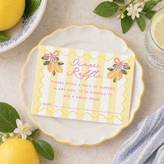 Tarjeta De Recepción We Can't Wait to Squeeze You Lemon Diaper Raffle 