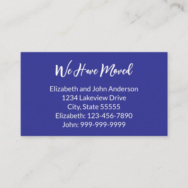 Tarjeta De Recepción We Have Moved Deep Blue Moving Announcement (Anverso)