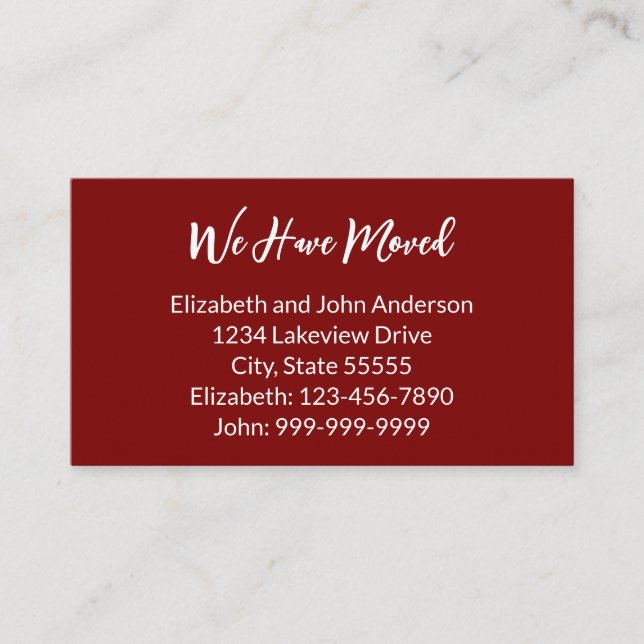 Tarjeta De Recepción We Have Moved Deep Red Moving Announcement (Anverso)