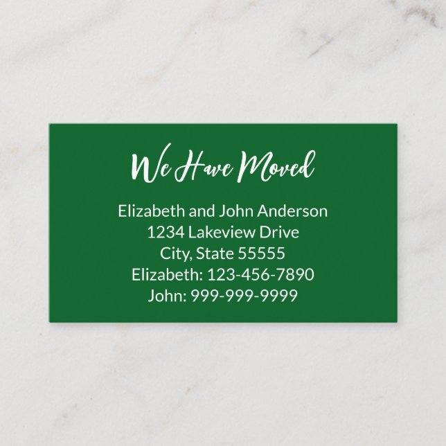 Tarjeta De Recepción We Have Moved Forest Green Moving Announcement (Anverso)