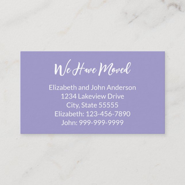 Tarjeta De Recepción We Have Moved Pale Purple Moving Announcement (Anverso)