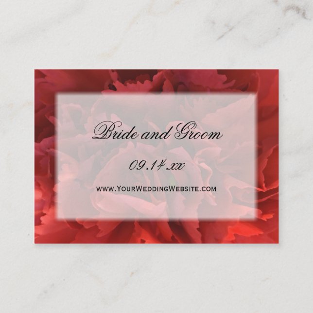 Tarjeta De Recepción Web de Bodas Florales de Carnación Roja (Anverso)
