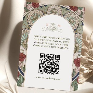 Tarjeta De Recepción Web de Info Nouveau, Boda de código QR