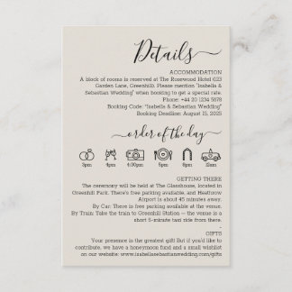 Tarjeta De Recepción Wedding Cream Details