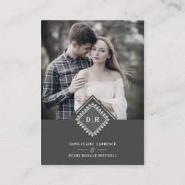 Tarjeta De Recepción Wedding Initials Ornamental Lace Sophisticated