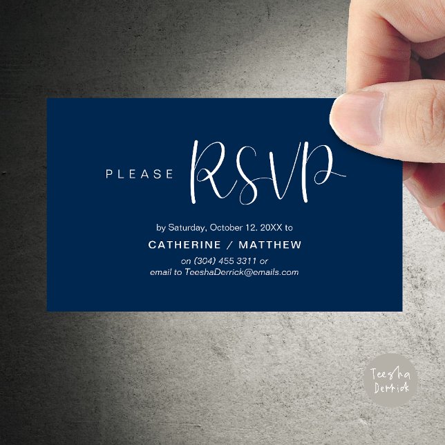Tarjeta De Recepción Wedding Invites RSVP Reminder, Modern Minimal (Wedding Invites RSVP Reminder enclosed card, Modern Minimal Navy Blue)