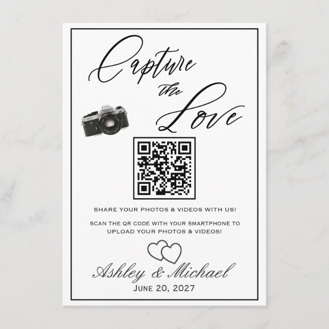 Tarjeta De Recepción Wedding Photo QR Sign (Anverso)