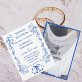 Tarjeta De Recepción Wedding Reception Invitation Blue Sapphire Bells