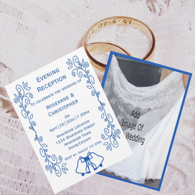 Tarjeta De Recepción Wedding Reception Invitation Blue Sapphire Bells (Subido por el creador)