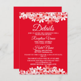 Tarjeta De Recepción Wedding Red White Floral Detail Enclosure 
