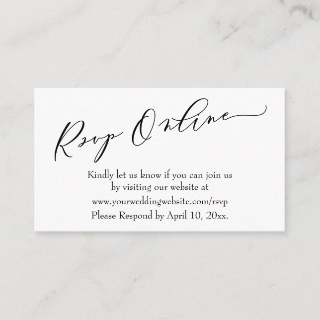 Tarjeta De Recepción Wedding RSVP Online Elegant Luxury Script Font (Anverso)