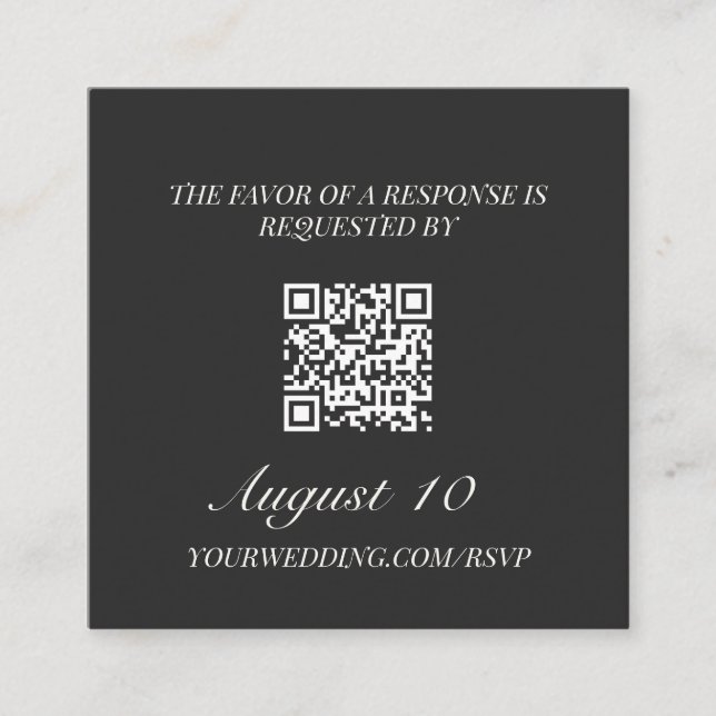 Tarjeta De Recepción Wedding RSVP QR Code Illustrated Locket Monogram (Anverso)