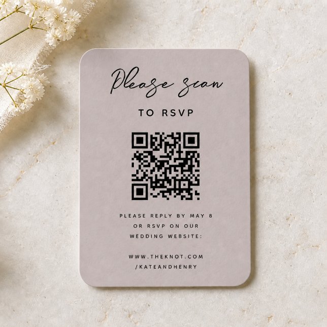 Tarjeta De Recepción Wedding RSVP | QR Code Modern Minimalist Dusky (Subido por el creador)