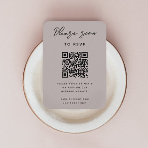 Tarjeta De Recepción Wedding RSVP   QR Code Modern Minimalist Dusky
