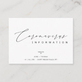 Tarjeta De Recepción Wedding Simple Minimalist Coronavirus Information