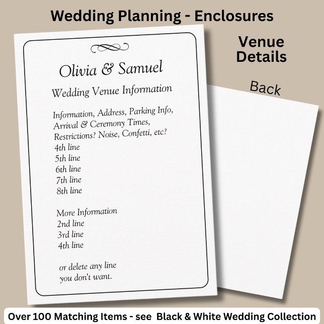 Tarjeta De Recepción Wedding Venue info - Black White Infinity Scroll, (Subido por el creador)