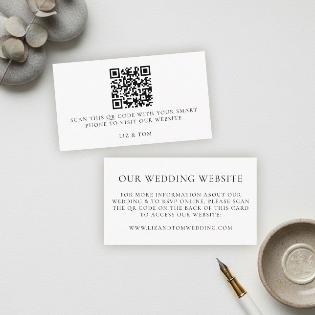 Tarjeta De Recepción Wedding Website QR Code Modern Minimalist Simple (modern minimalist wedding website qr code typography calligrahy black white city contemporary simple)