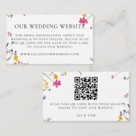 Tarjeta De Recepción Wedding Website QR Code Wildflower Garden White