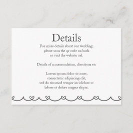 Tarjeta De Recepción Wedding Whimsical Doodles Grey and White