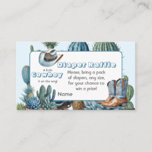 Tarjeta De Recepción Western Blue Cowboy Rodeo Baby Shower Diaper Game