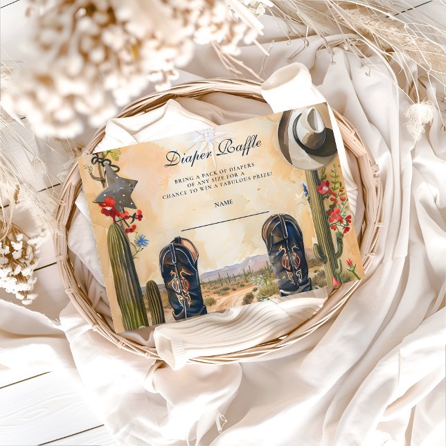 Tarjeta De Recepción Western Cowboy Boots Diapper Raffle (Subido por el creador)
