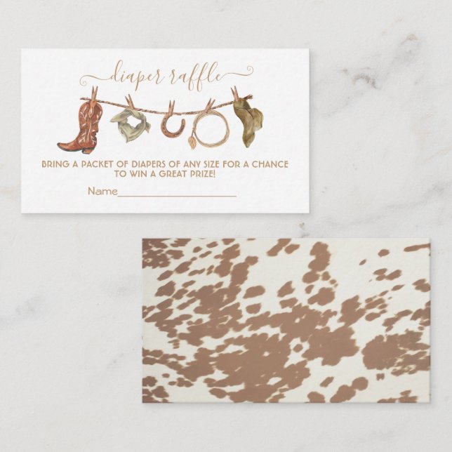 Tarjeta De Recepción Western Cowboy clothesline Diaper Raffle card (Anverso / Reverso)