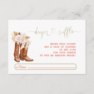 Tarjeta De Recepción Western Cowgirl Floral Boots Diaper Raffle