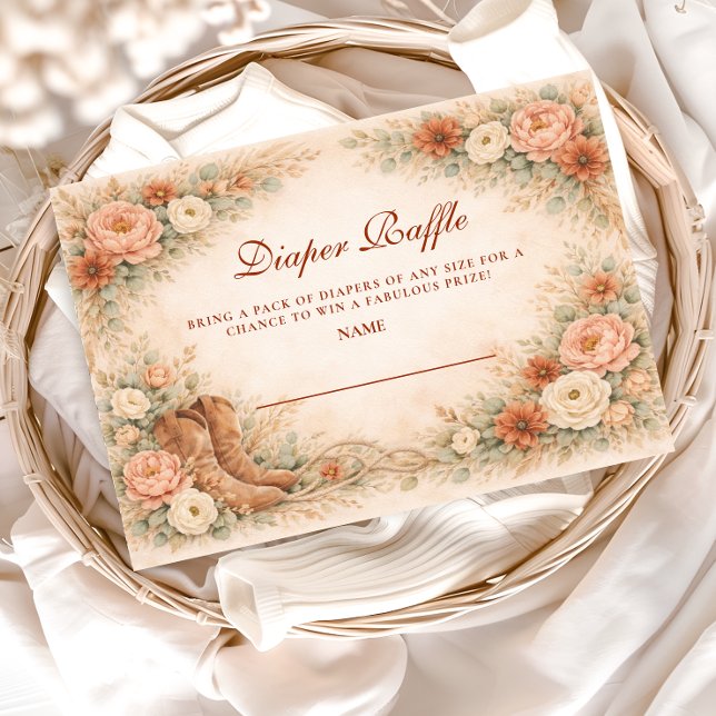 Tarjeta De Recepción Western Floral Cowgirl Baby Shower Diapper Raffle (Subido por el creador)