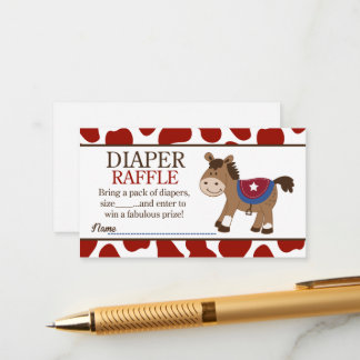 Tarjeta De Recepción Western Horse Baby Shower Diaper Raffle
