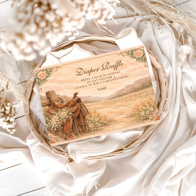 Tarjeta De Recepción Western Saddle Wildflower Diapper Raffle  (Subido por el creador)