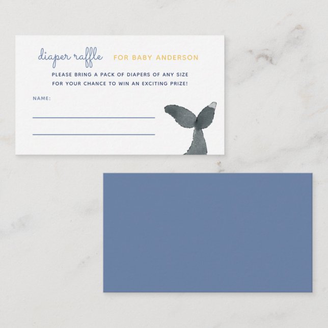 Tarjeta De Recepción Whale Tail Baby Shower Diaper Raffle (Anverso / Reverso)