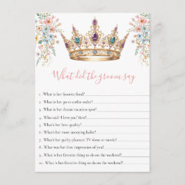 Tarjeta De Recepción What Did the Groom Say queen Bridal Shower Game
