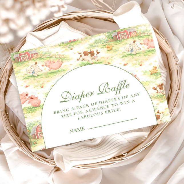 Tarjeta De Recepción Whimsical Barnyard Garden Diapper Raffle (Subido por el creador)