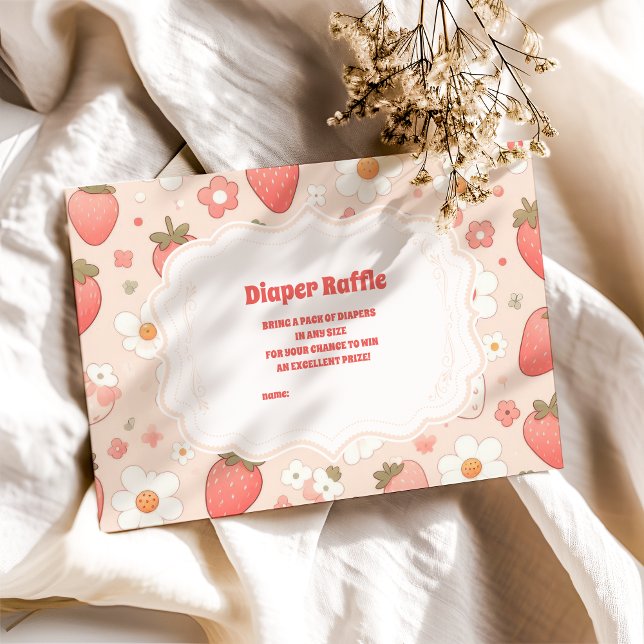 Tarjeta De Recepción Whimsical Berry Sweet Pink Diapper Raffle (Subido por el creador)