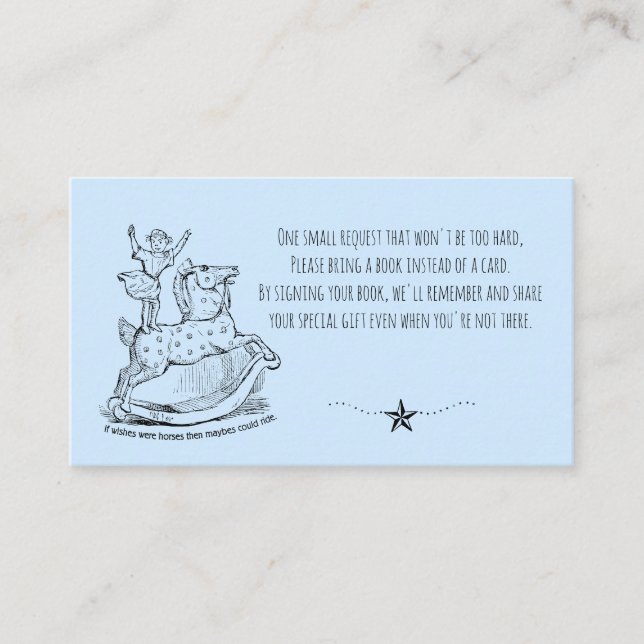 Tarjeta De Recepción Whimsical blue Baby Boy Books Para El Bebé (Anverso)