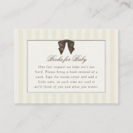 Tarjeta De Recepción Whimsical Brown Bow Striped Books for Baby