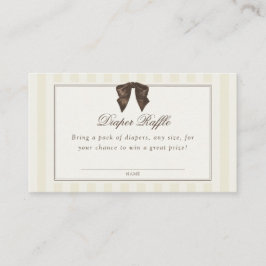 Tarjeta De Recepción Whimsical Brown Bow Striped Diaper Raffle