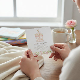 Tarjeta De Recepción Whimsical Carousel Floral Baby Shower Book Card
